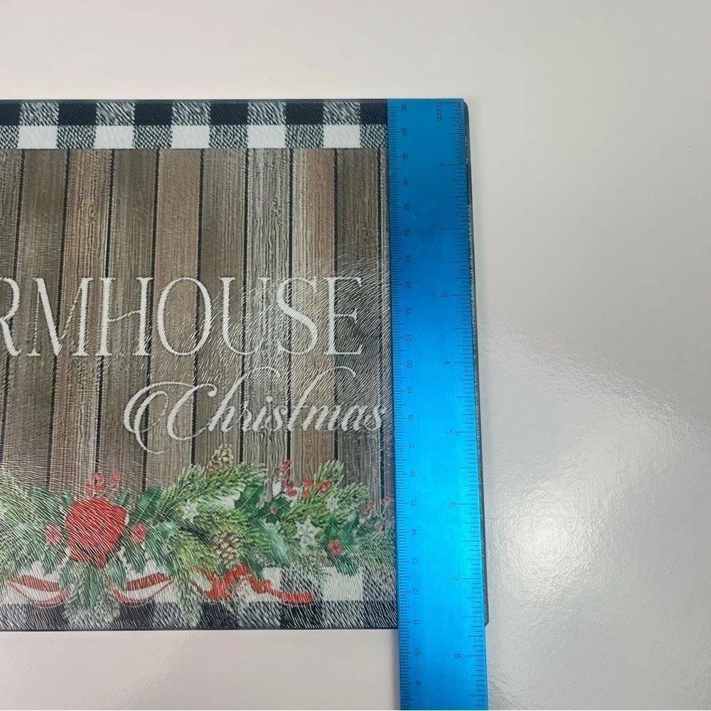 Farmhouse Merry Christmas Glass Cutting Board